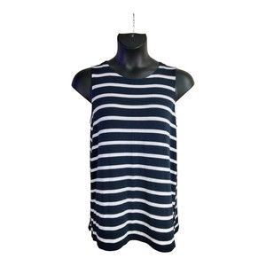 J. Jill Wearever Collection Sleeveless Striped Flowy Stretch Longline Top Large